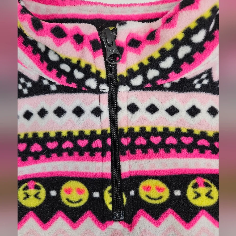 The Children's Place emoji quarter zip fleece top girls size large 10/12